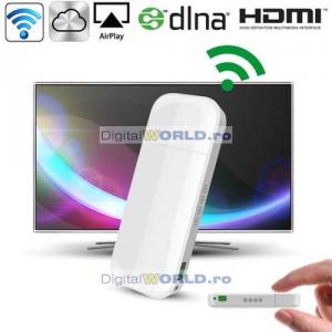 Adaptor stick iPUSH AirPlay DLNA WiDi, conectare telefon, smartphone, tableta, PC sau Media Player la televizor sau Smart TV, transfer filme, muzica, poze direct pe ecranul televizorului, fara fir, wireless WiFi