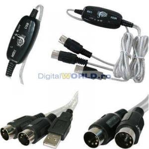 Cablu Adaptor de la USB la port MIDI, interfata  USB-MIDI Convertor PC Muzica pentru orga, pian digital, YAMAHA, KORG, ROLAND