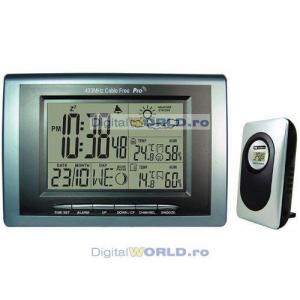 Statie meteo wireless cu senzor de exterior, termometru, higrometru, ceas cu alarma, afisaj LCD