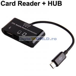 Reader carduri, HUB USB, Kit conectare OTG pentru tableta PC, telefon smartphon