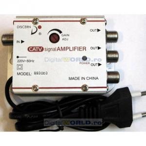 Amplificator TV antena, cablu, CATV, splitter 3 iesiri