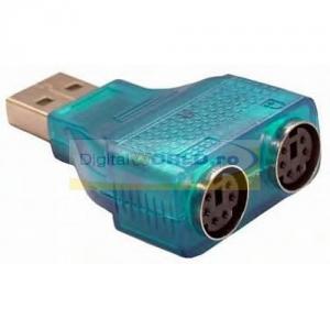 Adaptor USB - dual PS2 compact pentru mouse si tastatura