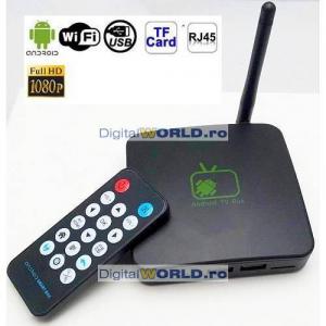 Media Player ANDROID Full HD, Smart TV Box cu interfete retea, wireless Wi-Fi si HDMI