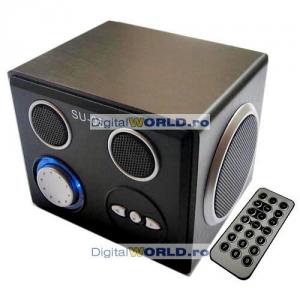 Mini-Boxa stereo portabila cu MP3 player si telecomanda