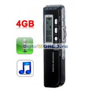 Reportofon digital miniatura cu interfata USB, conexiune la telefon, player MP3, inregistreaza 280 ore (12 zile)