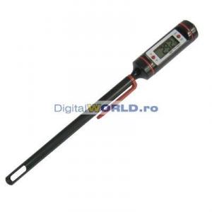 Termometru digital cu tija de penetrare, pentru lichide, solide, gaze, materiale pulverulente, gama temperatura -50...+300 grade C