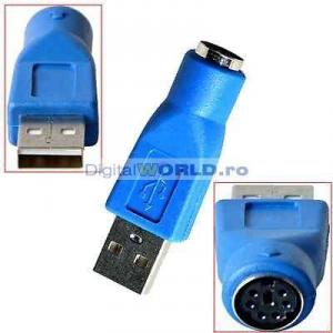 Adaptor PS2 mama USB tata, PS2-to-USB Adapter pentru tastatura sau mouse