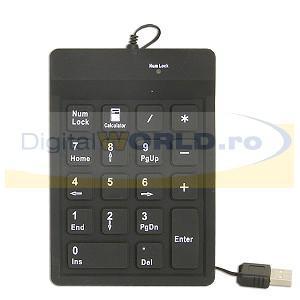 Tastatura numerica cu interfata USB si cablu extensibil, pentru laptop, notebooc, PC sau tableta