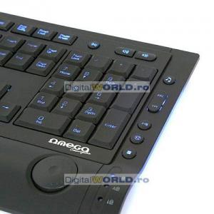 Tastatura Multimedia iluminata, cu taste luminoase si lumina ambientala, OMEGA Dark Glow OK327