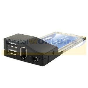 Adaptor PCMCIA 2 porturi USB 2.0 + 2 porturi FireWire, cu BONUS cablu Firewire