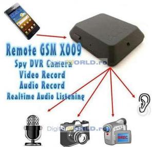 Camera video spion GSM super miniatura cu inregistrare, Microfon spion GSM Call Back, DVR recorder, Reportofon spion, comanda de la distanta prin SMS-uri