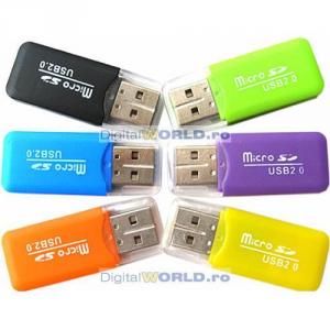 Reader/Writer carduri, cititor miniatura memorii micro-SD, T-Flash, interfata USB