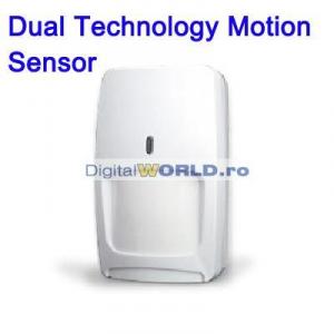 Senzor de prezenta dual - PIR infrarosu si microunde, zero alarme false, gama PREMIUM