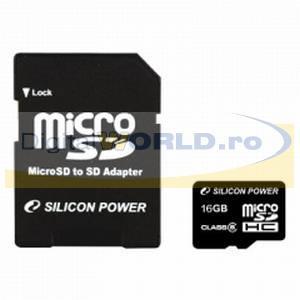 Card memorie MicroSD, 4GB, cu adaptor SD, Silicon Power
