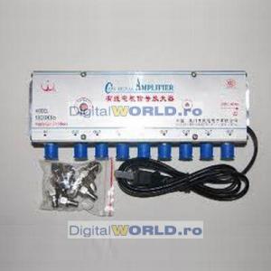 Amplificator TV, antena, cablu, CATV 8 cai, splitter 8 iesiri, 8 canale