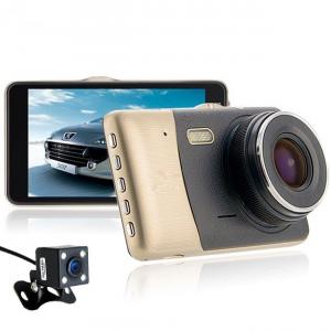 Resigilat! Camera auto Dubla DVR iUni Dash 401, Full HD, 4 Inch, 170 grade