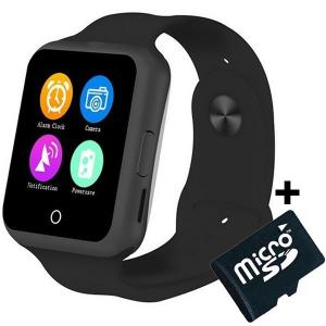 Ceas Smartwatch cu Telefon iUni V88,1.22 inch, BT, 64MB RAM, 128MB ROM, Negru + Card MicroSD 4GB Cadou
