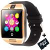 Smartwatch cu telefon iuni q18, camera, bt, 1,5 inch, auriu + card