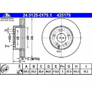 Disc frana MERCEDES BENZ C CLASS  W204  PRODUCATOR ATE 24 0125 0179 1