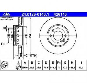 Disc frana KIA CARENS Mk II  FJ  PRODUCATOR ATE 24 0126 0143 1