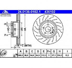 Disc frana MERCEDES BENZ S CLASS cupe  C216  PRODUCATOR ATE 24 0136 0102 1