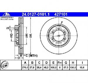 Disc frana MITSUBISHI PAJERO SHOGUN II  V3W  V2W  V4W  PRODUCATOR ATE 24 0127 0101 1