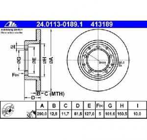 Disc frana LAND ROVER RANGE ROVER    AE  AN  HAA  HAB  HAM  HBM  RE  RN  PRODUCATOR ATE 24 0113 0189 1