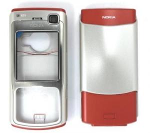 Carcase Carcasa Completa Nokia N70 silver/orange, originala