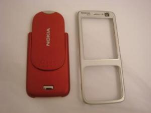 Carcase originale Carcasa Originala Nokia N73 Fata+spate -argintie+rosu 14 Zile