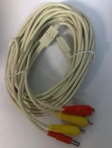 Cablu conectare pentru camere video 5 metri cu mufe RCA si mufa alimentare