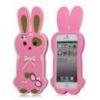 Huse - iphone Husa Silicon Iepuras Bowknot iPhone 5 Roz