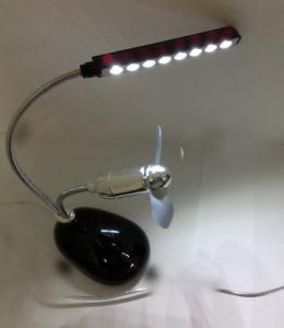 Lampa cu LED si ventilator pentru USB BLACK