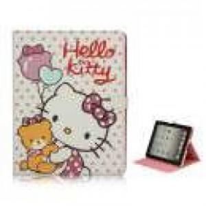 Huse Husa iPad 3 Wi-FI + Cellular Polka Dot Hello Kitty Din Piele Cu Stand