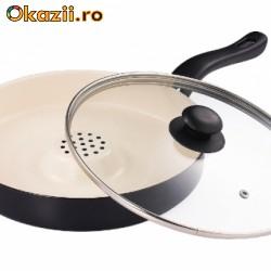 Tigaie minune Magica Dry Cooker cu ceramica cu capac sticla termorezistenta HOSSNER