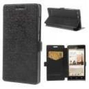 Huse Husa Flip Cu Stand Huawei Ascend G6 / P6 Mini Cu Textura Neagra