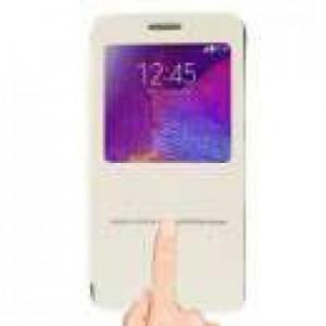 Huse Husa Flip Cu Fereastra Si Buton Tactil Samsung Galaxy Note 4 SM-N910C Alba