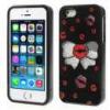 Huse - iphone Husa Bowknot Si Buze 3 In 1 Dura Cu Diamante Nisipoase iPhone 5s Si Folie Protectie Ecran