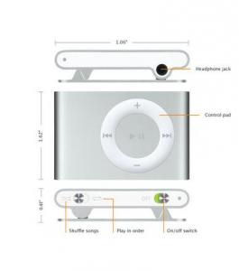 IPod shuffle 1GB Silver, Pink, Blue, Orange, Green