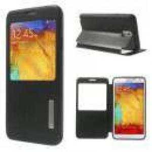Huse Husa Flip Cu Fereastra Si Stand Samsung Galaxy Note 3 N9002 Dual Sim Neagra