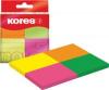 Notite adezive Kores 4 culori neon, adeziv non-permanent, 40x50mm