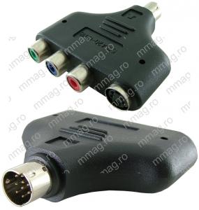 126983 - adaptor DIN 9 pini, tata - 3 x RCA, S-video