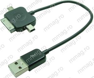 129663-Cablu transfer date USB, tata iPhone, miniUSB, micro USB