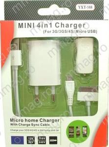 113061 - Set incarcator de retea, bricheta, cablu USB iPhone, microUSB