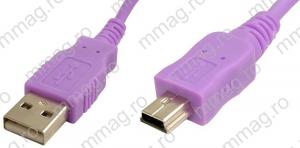 127909 - Cablu date mini USB-USB A, tata-cu bobina de deparazitare