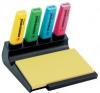 Textmarker Stabilo Boss, 4 bucati-set + 1pad notiþe autoadezive Post-it + suport birou