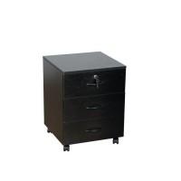 Dulapior mobil Office Eco, pal negru, 43x43x54 cm, 3 sertare egale si yala pe primul sertar