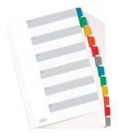 Separatoare carton Mylar, cu margine plastic color, 12 file-set, ELBA