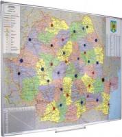 Harta Romaniei (rutiera+administrativa) 98 x 136 cm, profil aluminiu SL, SMIT