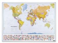Harta lumii, rama aluminiu, 1020x1390 mm-10 magneti simbol inclusi