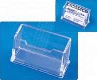 Suport plastic pentru 1 set carti de vizita, pentru birou, 105 x 57mm,  transparent